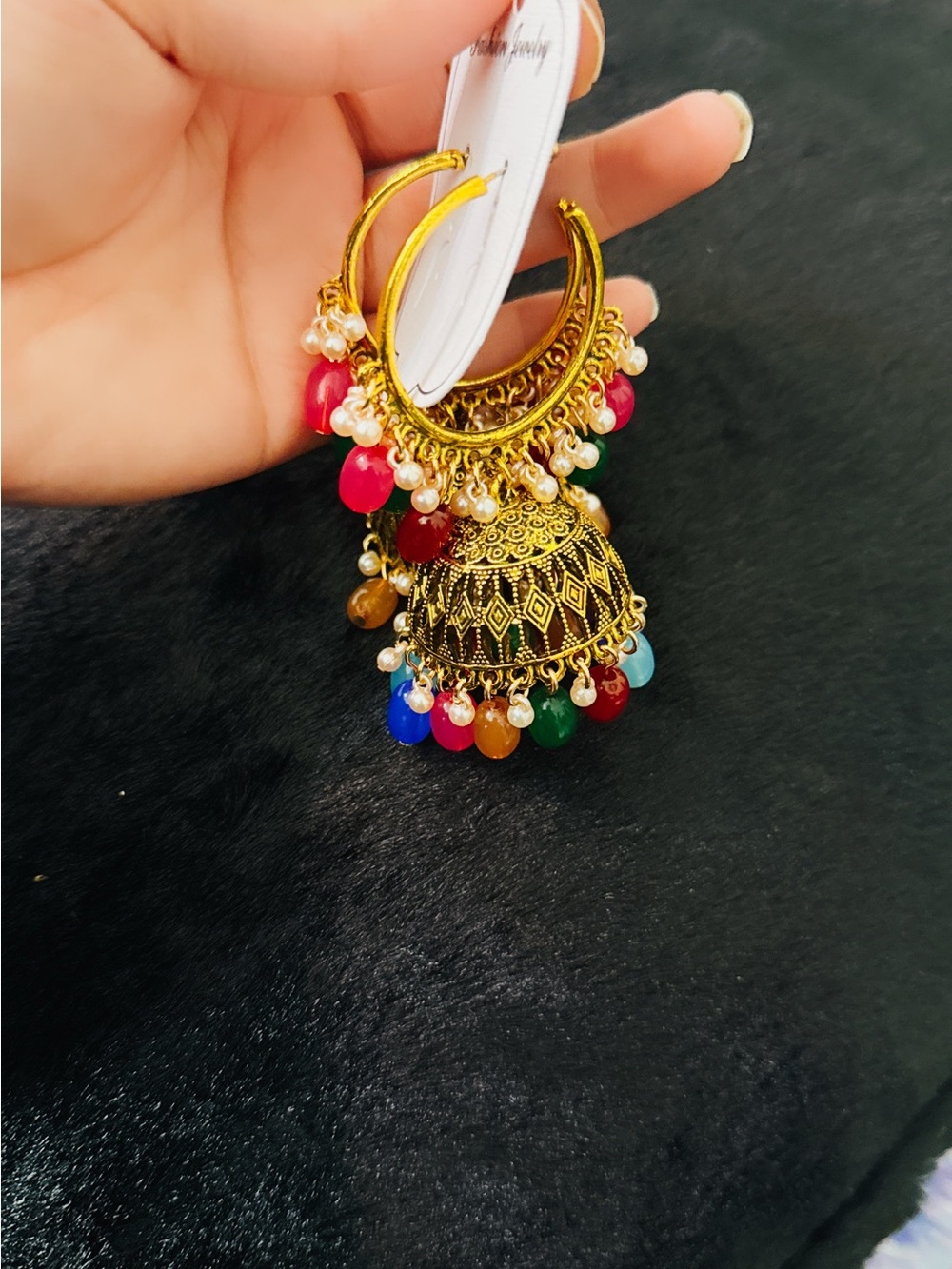 & Other Stories Gold-Tone Multicolor Beaded Jhumka Earrings